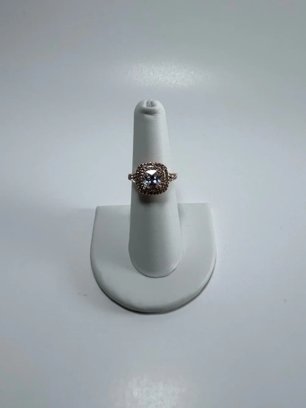 Rose Gold Halo Ring with Center Stone Size 7